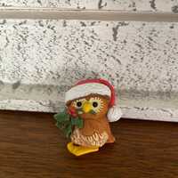 Vintage Christmas Brooch, 1980's Hallmark Christmas Owl Brooch, Pin, Christmas Pin, Holiday Jewe