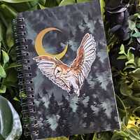 4x6 HANDMADE SPIRAL NOTEBOOK: Barn Owl and Dark Forest