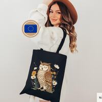 Cottagecore Owl Tote Bag, Floral Owl Canvas Bag, Forestcore Book Tote, Cute Aesthetic Nature Lover G