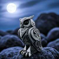 Owl Figurine – Hand Painted Oriental Owl Sculpture | Modern Table Decor