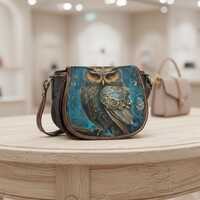 Owl Handbag: PU Leather Shoulder Bag (Flap, Adjustable Strap)