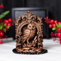 Owl totem hand-carved statue 11.6 cm (4.5") for ritual practices, ceremonies and protection, id