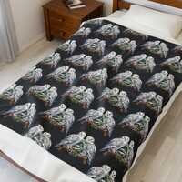Snowy Owl Winter Blanket with Woodland Forest Art