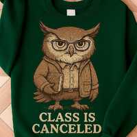 Class Is Canceled Sweatshirt , Funny Owl Professor Pullover, Cute Academic Owl Graphic Sweater, Unis