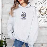 Embroidered Buffering Owl Hoodie, Funny Gen Z Gift, Witty Sweatshirt, Unhinged Embroidery Hoodie, Ca