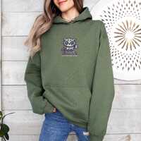 Embroidered Sleepy Owl Hoodie, Funny Gen Z Gift, Witty Sweatshirt, Unhinged Embroidery Hoodie, Caffe