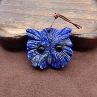 Carved Natural Lapis Lazuli Owl Gemstone Pendant, Gemstone Animal Pendant, Cute Pendant For Necklace
