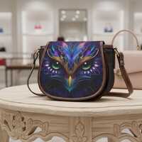 Midnight Owl Saddle Bag &ndash; Vintage PU Leather Crossbody Purse
