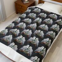 Owl Blanket with Winter Snowy Bird Woodland Forest Art