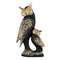 Black & Gold Owl Statue | Elegant Resin Showpiece, Feng Shui Decor