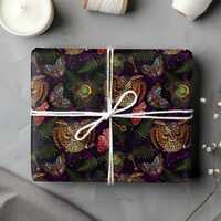 Mystic Owl Wrapping Papers, Butterflies And Anatomical Heart Gift Wrap, Occult And Esoteric Bird Wra