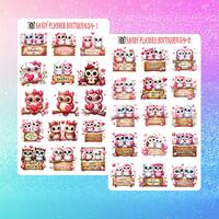 Owls In Love Valentine Day Planner Stickers | Waterproof Decorative Stickers 659-1 659-2