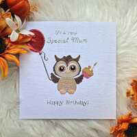 Special Mum birthday card, Owl birthday card, Card for bird lover, cards with owls, Card for Mum, Na