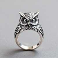Owl Wisdom Guardian Ring” Handcrafted Sterling Silver – Customizable Owl Signet Jewelry