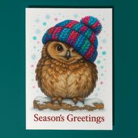 Hoot Owl Season's Greetings Card - Funny Animal Holiday Card - Personalised Front & Inside