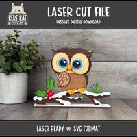 Christmas Owl Shelf Sitter, Laser Ready SVG Cutting File, Instant Digital Download, GlowForge, XTool