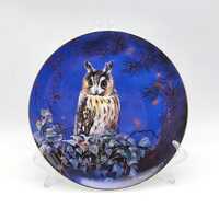 Vintage Wedgwood "Moonlight Study" Owl Plate by Pollyanna Pickering, Long-Eared Owl Decor,