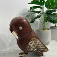 Hand-Carved Wooden Owl Figurine &ndash; Rustic Woodland Decor