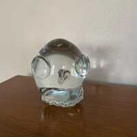 Vintage Glass Owl, 1970's Clear Glass Owl Paperweight, Made In Taiwan, Mid Century Owl Decor