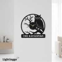 Personalized Owl Metal Wall Clock, Custom Owl Wall Clock Metal Sign, Gift For Owl Lover, Gift For Ho