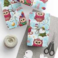 Cute Owl Christmas Wrapping Paper, Festive Holiday Gift Wrap, Whimsical Animal Print, Unique Xmas De