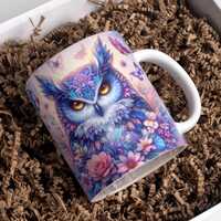 3D Owl Mug Wrap 11oz & 15oz Owl Coffee Mug PNG Animal Mug Wrap Floral Butterfly Mug Wrap Owl Sub