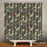 Owl Forest Floral Waterproof Shower Curtain, Bathroom Decor, Polyester Fabric, Machine Washable Bath
