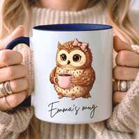 PERSONALISED Cute Owl Mug, Gift For Coffee Lover, Coffee Drinker Gift, Custom Owl Gift For Her, 11oz