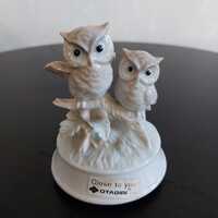 Vintage Otagiri Owls Musical Figurine: Porcelain Plays “Close To You” Japan 1983