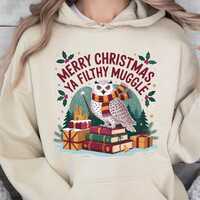 Merry Christmas Ya Filthy Muggle Hoodie, Christmas Owl Sweatshirt, Wizard Kids Sweatshirt, Magic Lov