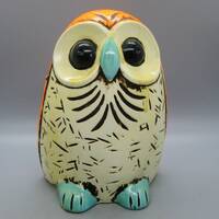 Vintage 60s 70s Mod Plaster Owl Figural Coin Bank Figurine