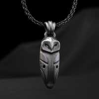 Silver Owl Pendant for Men, Handmade Wisdom Necklace, Detailed Animal Jewelry, Unique Christmas Gift