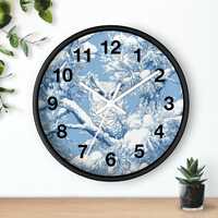 Snowy Forest Owl Silent Wall Clock