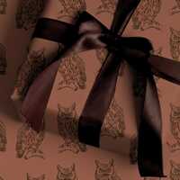 Owl Wrapping Paper Birthday Gift Wrap Woodland Theme Nature Design Forest Pattern Bird Illustration