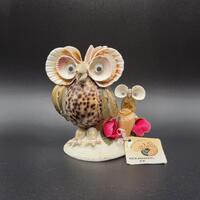 Handmade Seashell Art Owl Sculpture
