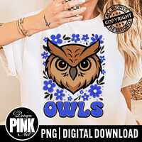 Groovy Owls PNG | Retro Mascot Floral Sublimation | Flower Power T-Shirt Art | Trendy Boho Digital D