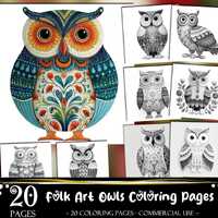 Beautiful Owls Printable Coloring Pages, Adults and Kids Coloring Book, Coloring Sheets, Digital Dow