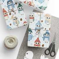 Winter Owls Wrapping Paper | Cute Owl Pattern Holiday Gift Wrap