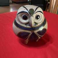 Vintage ceramic tonala hand decorated owl figurine- Mexico