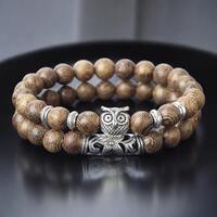 Couples Owl Bracelet Set • Natural Stone Beaded Distance Jewelry