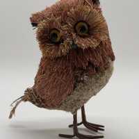 Vintage Large Bottle Brush Feather Owl Kitschy Fall Decor