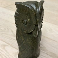 Vintage Signed Stone Carved Owl Sculpture