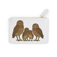 Burrowing Owl Family Mini Clutch Bag | Cute Owl Illustration