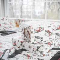 Woodland Owl Pattern Wrapping Paper | Cute Owls, Scarves, Winter Motif