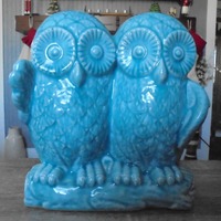 Two Teal Owl Figurine