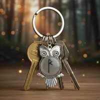 Owl Keychain, Viking Courage Symbol, Concrete Resin Norse Charm, Wisdom Protection Jewelry, Handmade