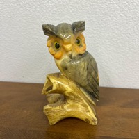 Vintage Alabaster Owl Figurine – Hand-Carved Stone Owl – Mid Century Marble/Alabaster Sc