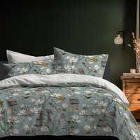 Magnolia Grove & Owls in Duck egg blue 100% Cotton Sateen Bedding Duvet Cover Pillow sham Pillow