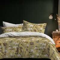 Magnolia Grove & Owls in Naples Yellow 100% Cotton Sateen Bedding Duvet Cover Pillow sham Pillow
