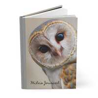 Barn Owl Portrait Hardcover Journal | Matte Cover, Personalized Name Option